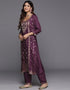 sophisticated plum purple blended silk pakistani style kameez with plazo dupatta set with plum purple blended silk 2861-20032 Close-up View